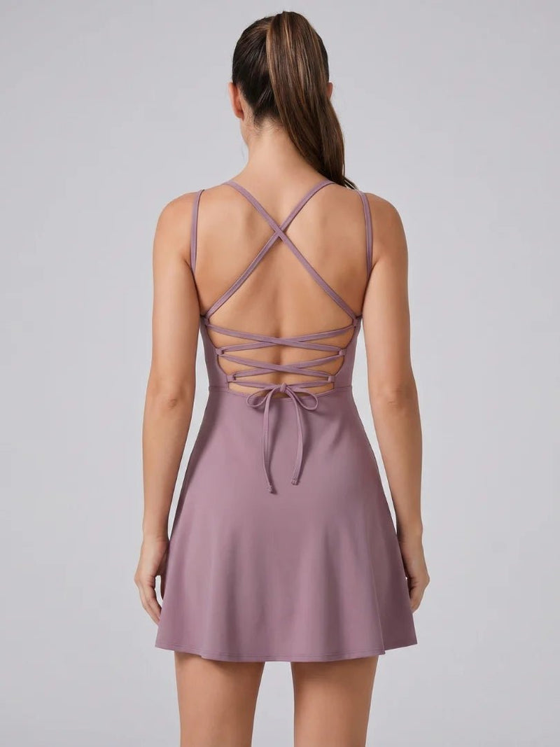 QUINN V NECK FLARED TENNIS DRESS - Lavesna