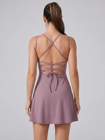 QUINN V NECK FLARED TENNIS DRESS - Lavesna