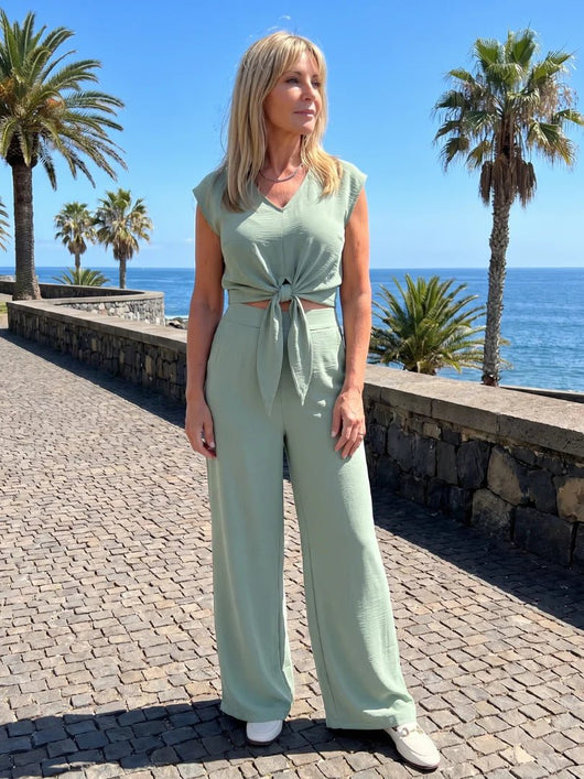THE LEONORA V NECK PANTS SET - Lavesna