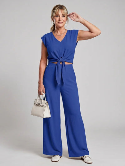 THE LEONORA V NECK PANTS SET - Lavesna